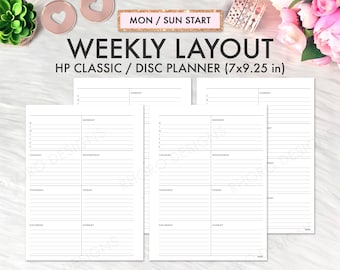 Happy Planner Weekly Printable, Happy Planner Weekly Layout Undated, Classic Happy Planner Printable, WO1P Week On 1 Page Layout Printable