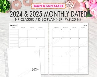 2024 2025 Classic Happy Planner, Monatsplaner zum Ausdrucken, 2024 Kalender Nachfüllung, 2024 Happy Planner Nachfüllung zum Ausdrucken, klassischer Monatsplaner PDF