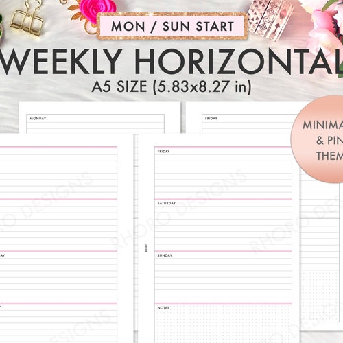 A5 Planner Inserts Printable Weekly Dashboard Insert A5 Etsy Australia