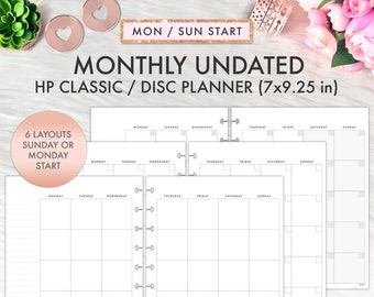 Classic Happy Planner Inserts, Happy Planner Inserts Printable, Monthly Undated Inserts, Mambi Classic, Happy Planner Printable Inserts