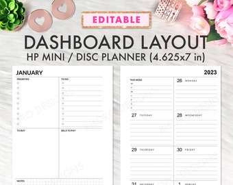 EDITABLE Happy Planner Mini Dashboard Layout Printable Insert, Mini Happy Planner Dashboard Week Undated Refill Inserts, Happy Planner Mini