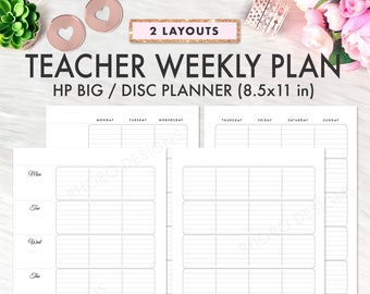 Teacher Happy Planner Big Printable Insert, Teacher Weekly Plan Insert Happy Planner Big, Teacher Weekly Undated Refill Printable Inserts