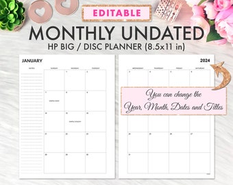 EDITABLE Happy Planner Big Inserts, Monthly Planner, Month, Happy Planner Big Monthly Refill Printable Inserts, Happy Planner Big Printable