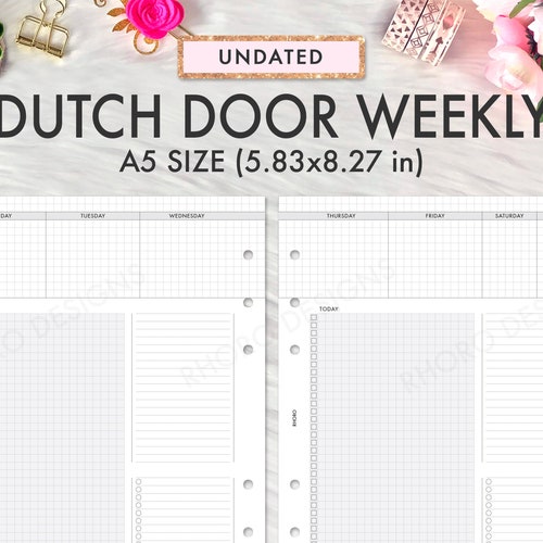A5 Planner Inserts Printable Dutch Door Weekly Grid A5 | Etsy