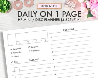 MINI Happy Planner Inserts, Happy Planner Inserts Printable, Daily Inserts Undated, Hourly Time, Daily On 1 Page, DO1P, Productivity FC PDF