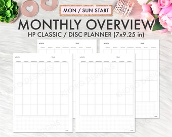 Happy Planner Classic Inserts, Happy Planner Monthly Overview, Happy Planner Inserts Printable, Happy Planner Classic Monthly Printable