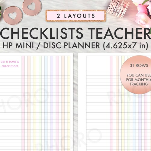 Checklist Classroom Printable Insert Happy Planner Mini Etsy