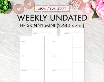 SKINNY MINI Happy Planner Inserts, Happy Planner Skinny Mini Printable Inserts, Weekly Undated, WO2P Happy Planner Skinny Printable Inserts