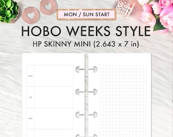 SKINNY MINI Happy Planner Inserts, Happy Planner Skinny Mini Printable Inserts, Hobonichi Weeks, Weekly Undated, Happinichi Printable Insert