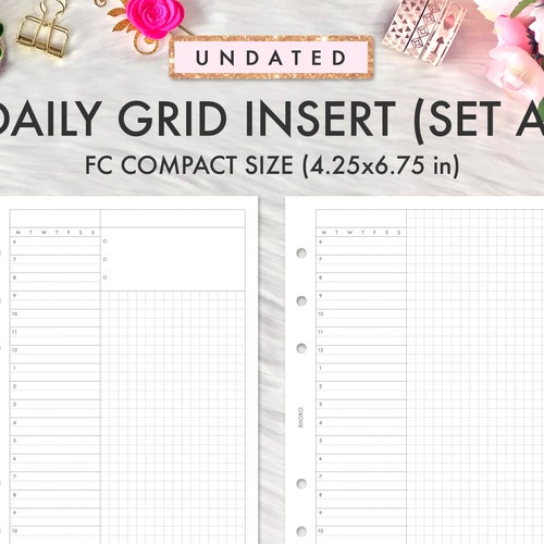 FRANKLIN COVEY Compact Inserts Printable Daily Grid Set A | Etsy