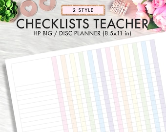 Big Teacher Happy Planner Classroom Checklist Printable Insert, Teacher Checklists Insert Happy Planner Big Teacher Refill Printable Inserts