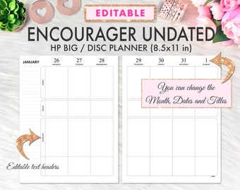 EDITABLE Big Happy Planner Printable Insert, Weekly Vertical Undated, Happy Planner Big Encourager Fitness Layout, Big Happy Planner Refill