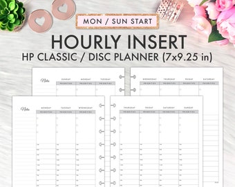 Happy Planner Hourly Printable Inserts Page, Hourly Inserts, Weekly Hourly Happy Planner Insert Printable, Classic Happy Planner Hourly Week