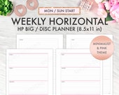 BIG HAPPY PLANNER Printable Insert, Weekly Horizontal Undated, Happy Planner Big Horizontal Refill Printable Inserts, Big Happy Planner Week