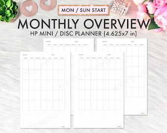 Happy Planner Mini, Happy Planner månadsöversikt, Månadsöversikt, Happy Planner utskrivbara bilagor, Happy Planner Mini-påfyllning utskrivbar