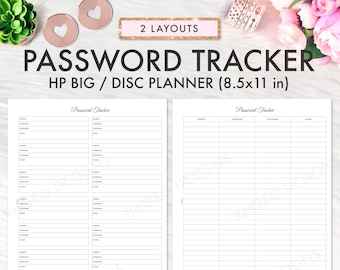 Happy Planner Big Inserts, Big Happy Planner Inserts Printable, Password Tracker, Password Keeper, Password Log Happy Planner Printables PDF