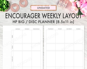 Happy Planner Big Printable, Happy Planner Encourager Weekly Layout, Happy Planner Big Inserts, Big Happy Planner Pages Printable Refill