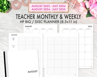 Teacher Planner 2023-2024 8.5x11, Happy Planner Big Teacher Planner Printable Inserts, Teacher Binder Planner, PDF Teacher Planner Refill
