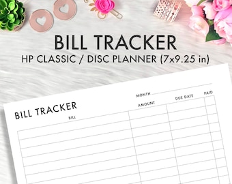 Happy Planner CLASSIC BILL TRACKER Printable Insert, Bill Tracker Bill Log Happy Planner Classic Refill Printable Inserts Planner 2023