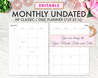 EDITABLE Classic Happy Planner Inserts, Happy Planner Inserts Printable, Monthly Undated Inserts, Happy Planner Printable Inserts Editable