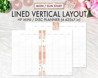 Happy Planner Mini imprimible, Diseño forrado vertical semanal, Imprimible semanal sin fecha, Mini Happy Planner PDF Descarga instantánea