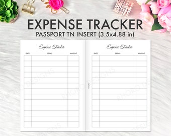 Passport Travellers Notebook Printable, Expense Tracker, Expense Log Tracking, Passport Size Traveler's Notebook, TN Passport Size Inserts
