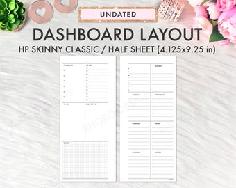 Dashboard Layout Happy Planner Skinny Classic Printable Insert, Happy Planner Dashboard Layout Weekly Undated Refill Printable Inserts PDF