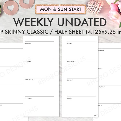 SKINNY CLASSIC Happy Planner Printable Inserts Weekly - Etsy