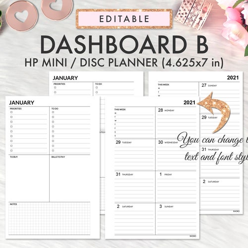 EDITABLE Happy Planner Mini Dashboard Layout Printable Insert Etsy