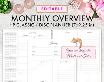 Happy Planner Monthly Printable Inserts, Monthly Overview, Month At A Glance, Classic Happy Planner Monthly Printable Inserts, Happy Planner