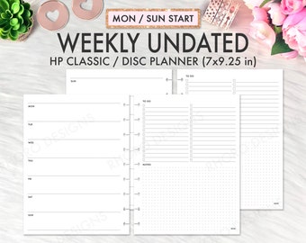 Classic Happy Planner Inserts, Happy Planner Inserts Printable, Weekly Undated WO2P, Mambi Classic, Happy Planner Printable Inserts PDF