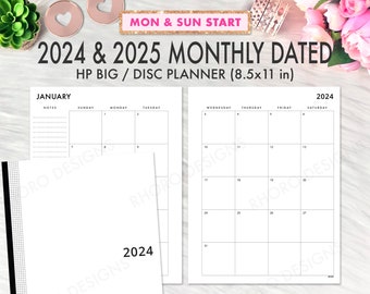 BIG HAPPY PLANNER 2024 2025 Inserts imprimables, calendrier mensuel 2024, Happy Planner Big recharge mensuelle Insertions imprimables, Happy Planner Big