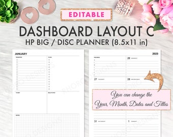 EDITABLE Big Happy Planner Dashboard Layout Printable Insert, Dashboard Layout Weekly Undated Happy Planner Refill, Happy Planner Printable
