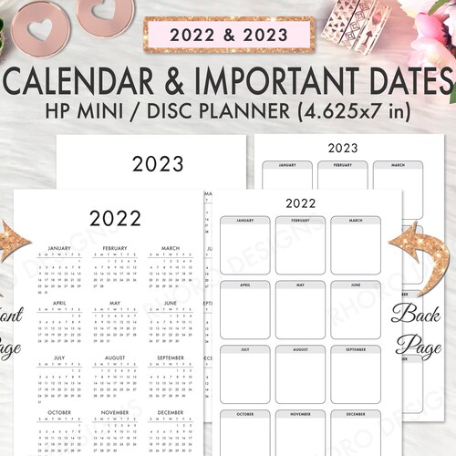 Happy Planner Mini Calendar Printable Inserts 2022 Calendar Etsy