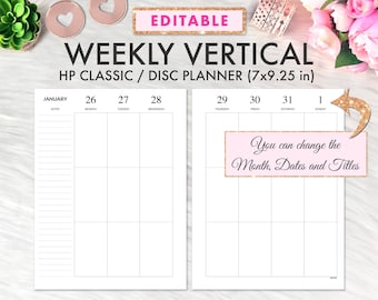 EDITABLE Classic Happy Planner Inserts, Happy Planner Inserts Printable, Weekly Vertical, Happy Planner Printable Inserts, Weekly Planner