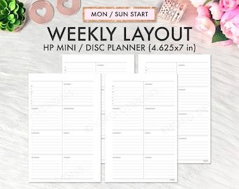 Happy Planner Mini Printable, Weekly Undated, WO1P, Happy Planner Mini Inserts, Mini Happy Planner Pages Refill PDF, Happy Planner Printable