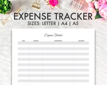 EXPENSE TRACKER, Expenses Tracker Printable, Spending Log, Spending Tracker, A5 Insert, Letter A4 Binder Printable