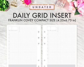 FRANKLIN COVEY Compact Inserts Printable, Hobonichi Style Grid Daily Inserts, Franklin Covey Refill Printable, FC Compact Inserts Refill