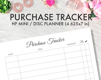 Happy Planner Mini Inserts, Mini Happy Planner Printables, Purchase Tracker Printables, Happy Planner Mini Printable Inserts, Purchase Log