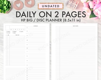 Grandes inserciones de Happy Planner, inserciones grandes de Happy Planner imprimibles, diariamente en 2 páginas, DO2P, dos páginas por día, PDF de recarga imprimible de Happy Planner