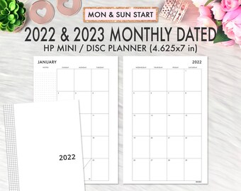 2022 MINI Happy Planner Refill, Happy Planner Printable Inserts, Monthly Calendar Inserts, Mini Happy Planner Printable Refill PDF Inserts