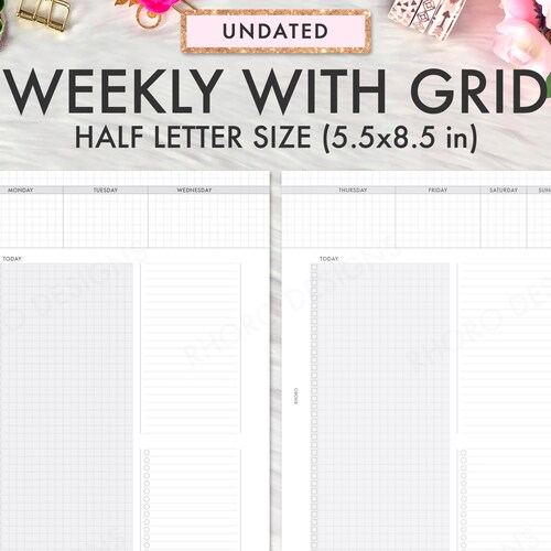 EDITABLE Half Letter Planner Inserts Printable Weekly Daily Etsy