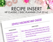 Happy Planner CLASSIC RECIPE Printable Insert, Recipe Printable Insert, Recipe Insert Happy Planner Classic Refill Printable Inserts Planner