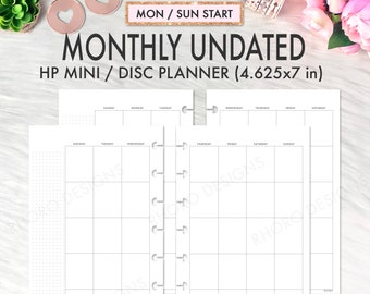 MINI HAPPY PLANNER Inserts, Happy Planner Printable Inserts, Monthly Undated Inserts, Mambi Mini, Happy Planner Printable Inserts Month