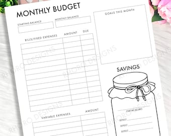 Happy Planner Classic Inserts, Monthly Budget, Happy Planner Classic Budget Inserts, Monthly Budget Printable, Happy Planner Budget Inserts