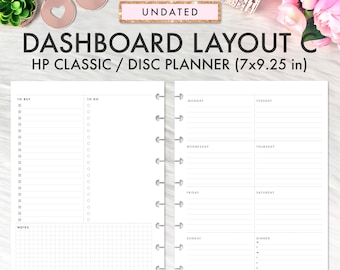 Happy Planner Dashboard Layout Printable Insert, Classic Happy Planner Dashboard Layout Weekly Undated Printable Inserts, Weekly Refill