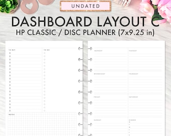 Happy Planner Dashboard Layout Druckbare Beilagen, Klassisches Happy Planner Dashboard Layout Wöchentliche Undatierte Druckbare Beilagen, Wöchentliche Nachfüllung