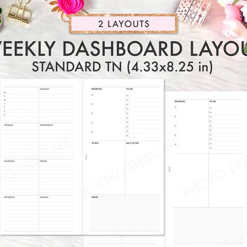 Standard Travelers Notebook Insert Standard TN Weekly Insert - Etsy