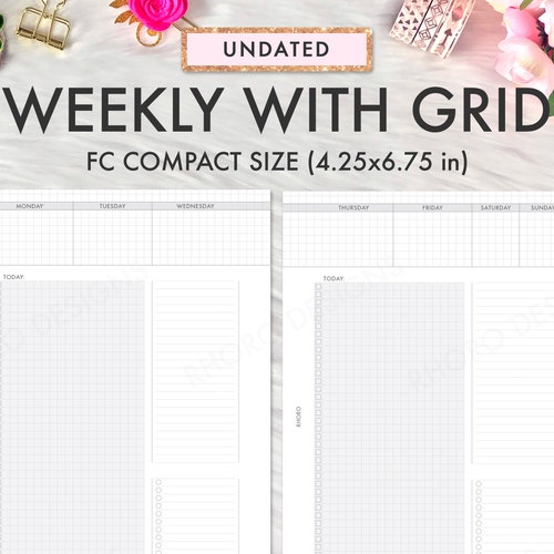 FRANKLIN COVEY Compact Inserts Printable Weekly Grid Undated Etsy