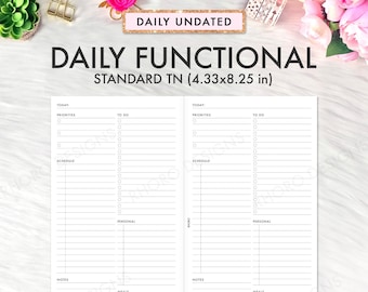 Standard TN Daily Midori Inserts, Daily Undated, Travelers Notebook Inserts Printable, Printable TN Inserts, Standard TN Inserts Printable